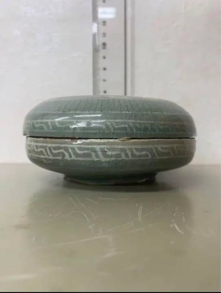 李朝•高麗鹤紋香合 骨董古美術唐物コレクションアンティーク江戸 青磁