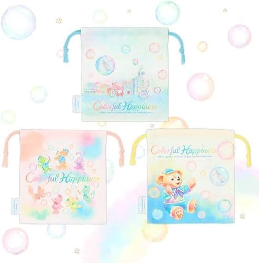 Amazon.co.jp: きんちゃく 3枚セット ダッフィー＆フレンズ カラフル