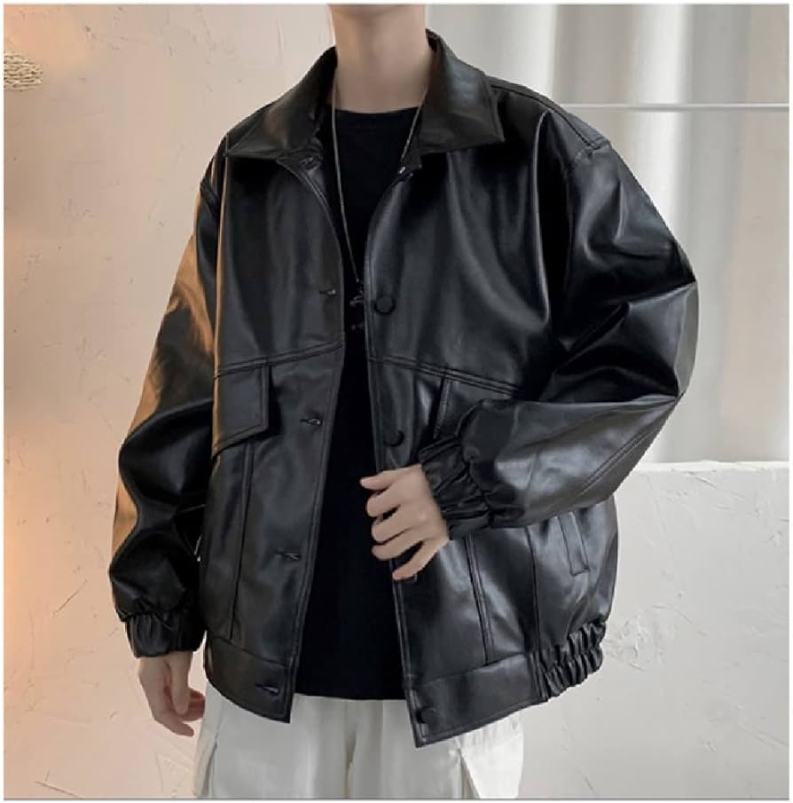 Amazon.co.jp: SHYPYG puレザージャケットメンズスプリングルーズ