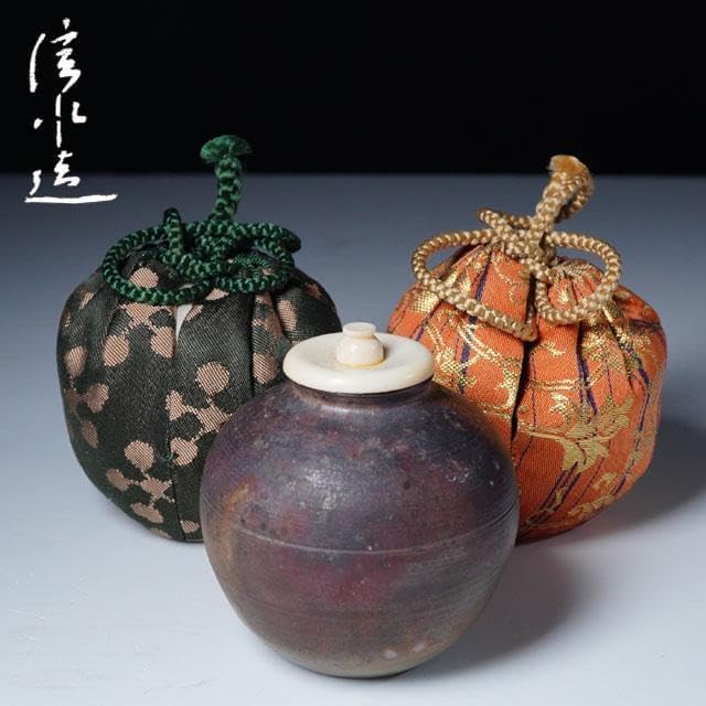 市野信水 丹波焼〆茶入 共箱 茶道具 茶器 濃茶 兵庫県 立