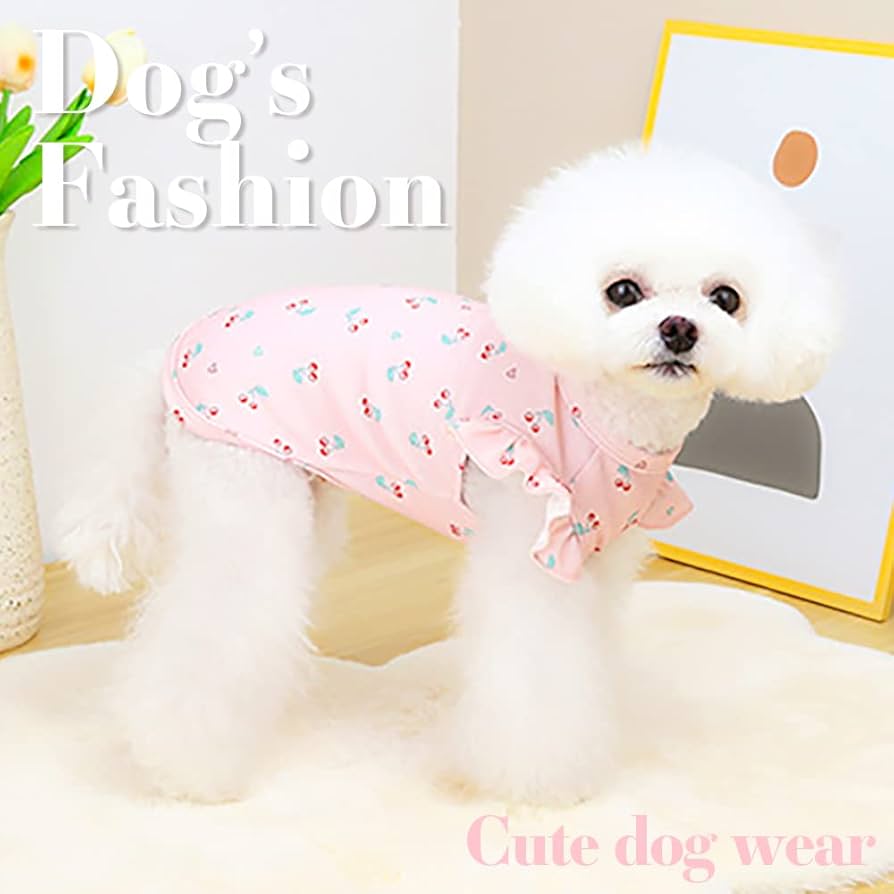 犬服 3S わんこの普段着ピンクのさくらんぼ