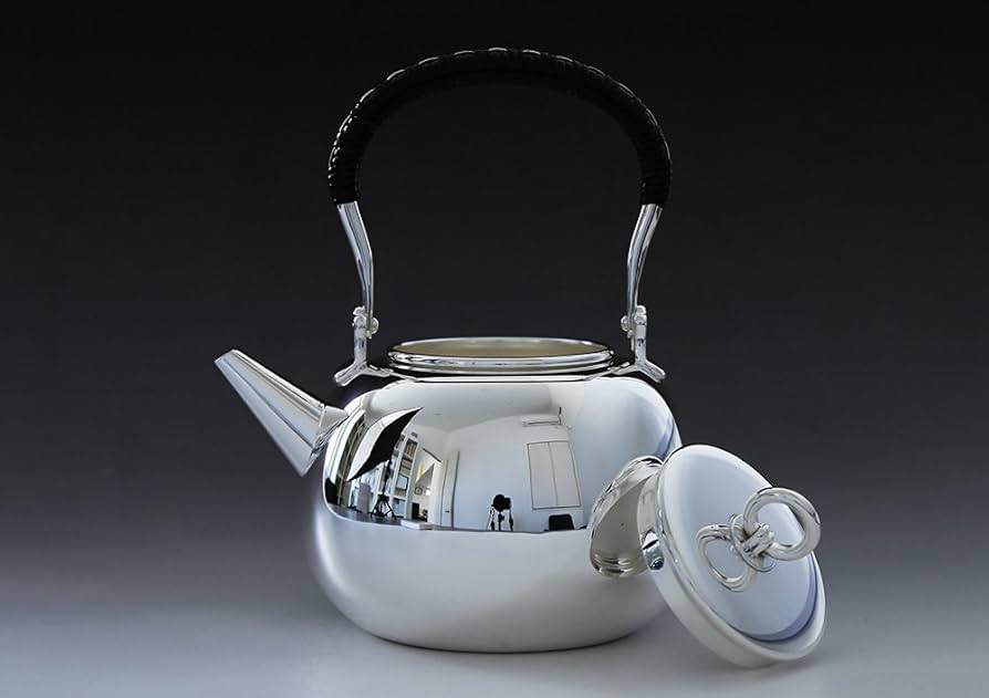 純銀製 銀瓶 湯沸し 錫半製茶托五客 九谷焼急須 煎茶器局 K R6721B