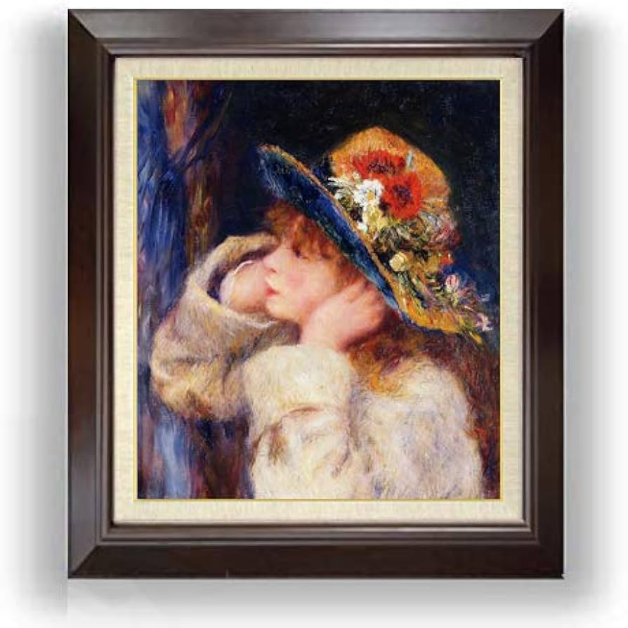 Amazon.co.jp: ルノワール 花飾りの帽子の少女 F10 油絵直筆仕上げ