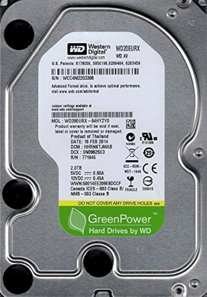 正常判定】WD Green 内蔵型HDD 2TB WD20EURX WD20EURX 内蔵HDD [2TB