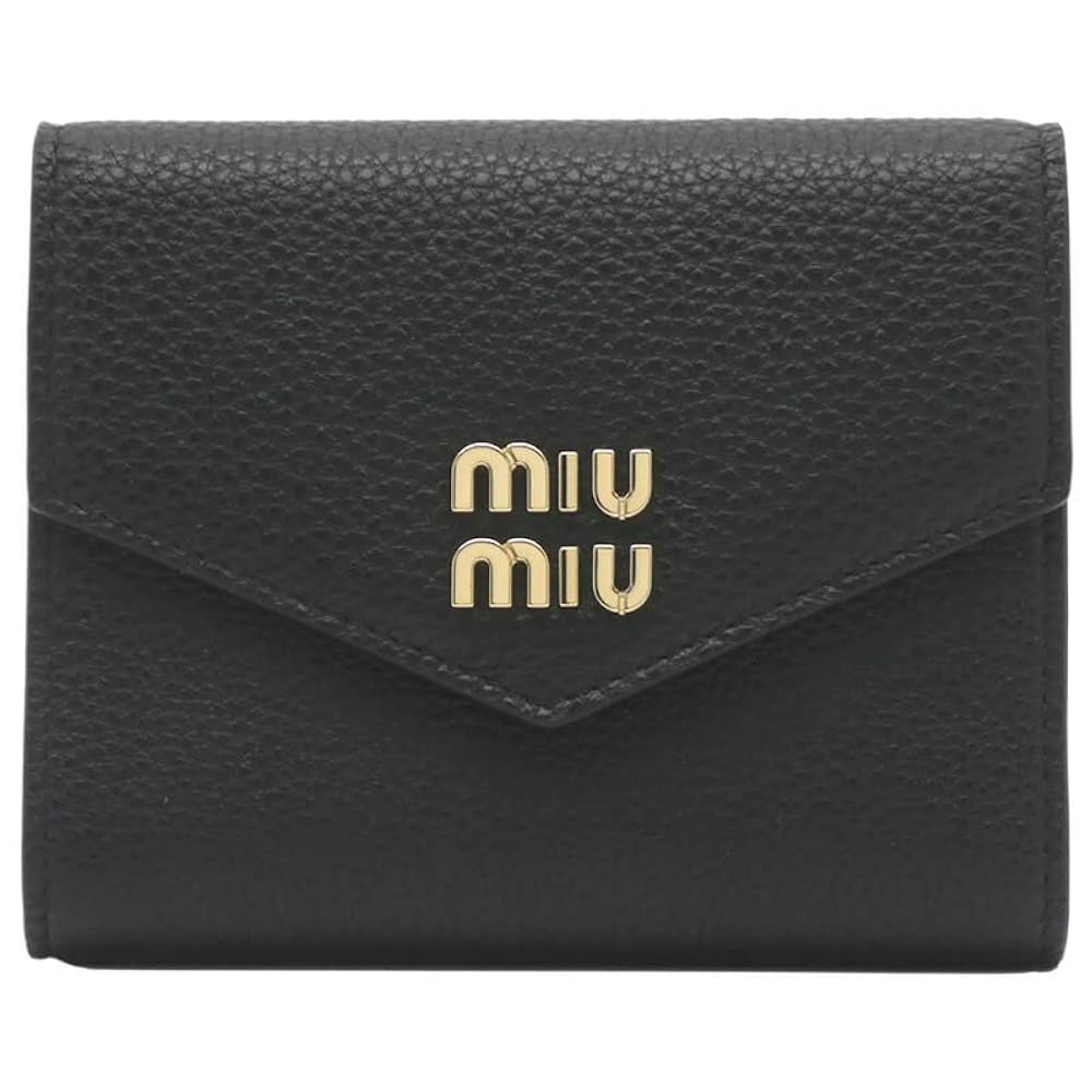 ミュウミュウ財布三つ折りMIU MIU ブラックレザー MIU MIU ブラック 三