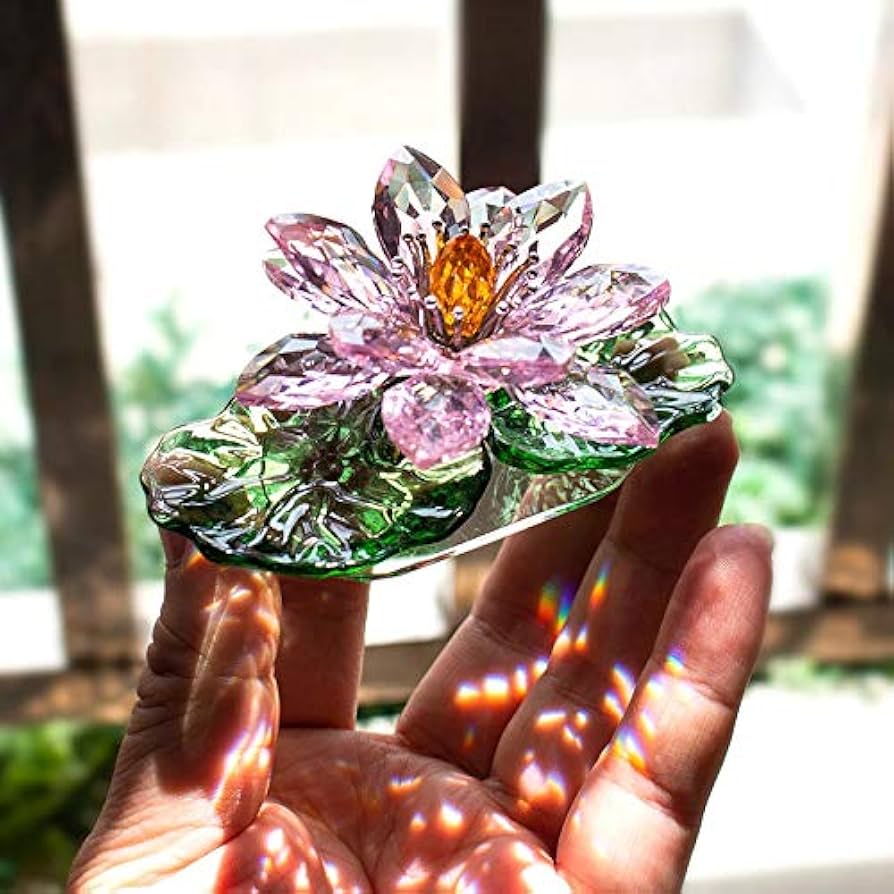 Amazon.co.jp: 手作りガラス製ピンク ロータス クリスタルフラワー 9.6