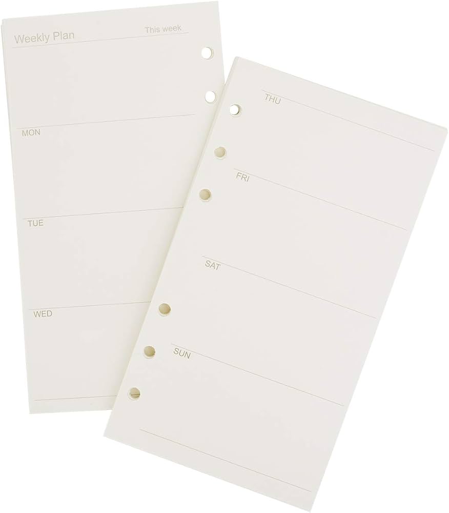 Amazon.co.jp: A6 Weekly Refill, 6 Holes, Weekly, Planner Refill, 1