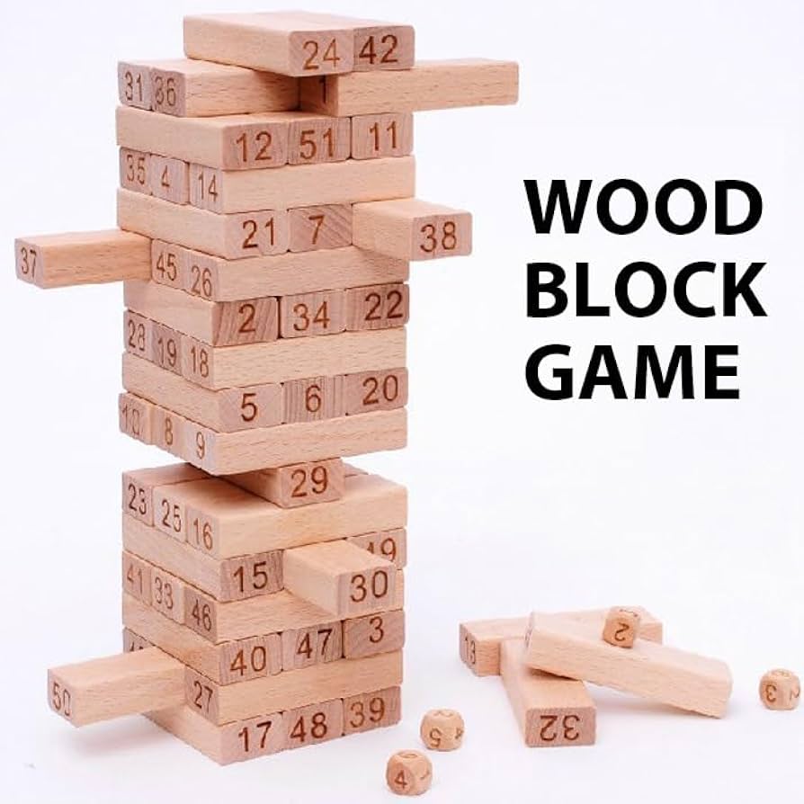 Amazon | ウッドブロックゲーム/積み木/ウッドブロックタワー / 51