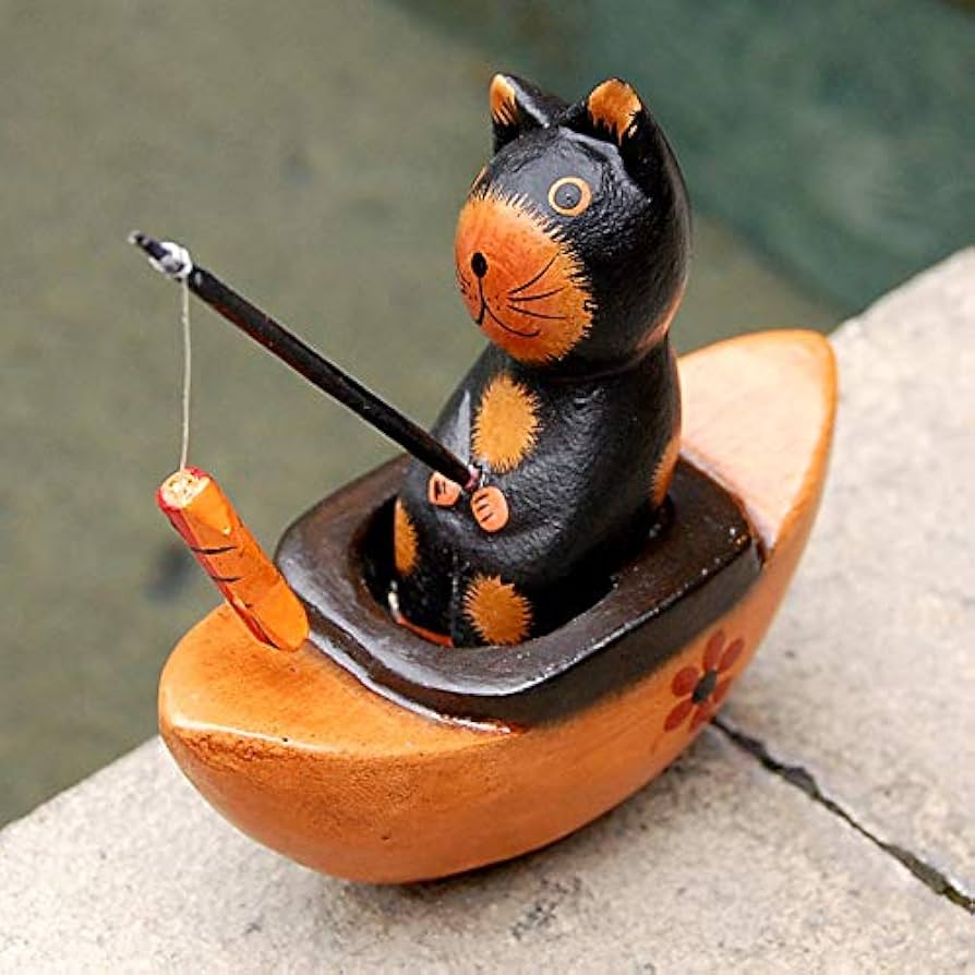 Amazon.co.jp: オブジェ [ブラック] 猫 バリネコ 木彫り バリ雑貨 置物