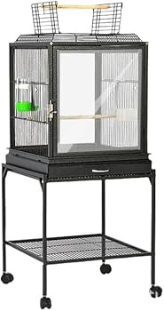 Amazon | キャスター付き大型バードケージ、移動や掃除が簡単、屋外