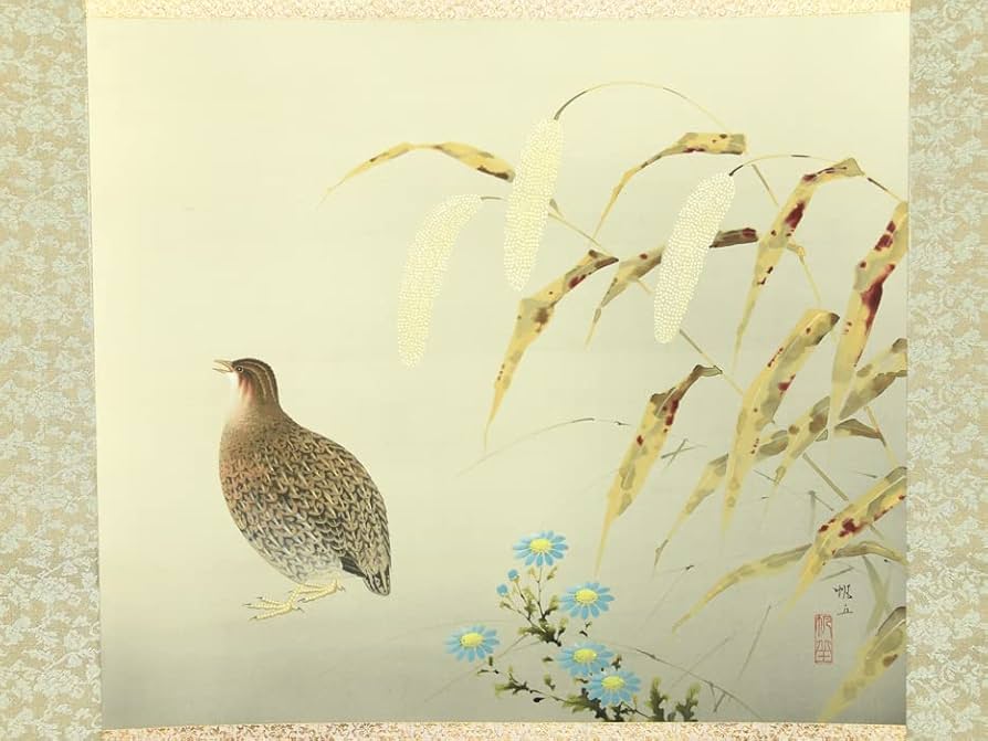 小田海僊/寿星花鳥図/三幅対/花鳥図/人物図/掛軸☆宝船☆AD-447 真作