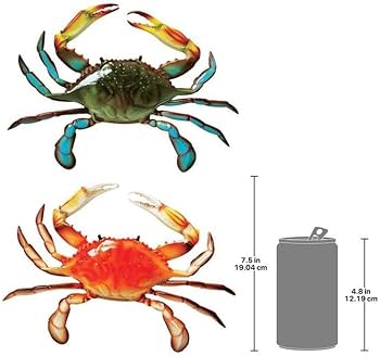 Amazon.co.jp: トロピカルな色が綺麗なカニ（蟹）の壁彫刻（2個セット