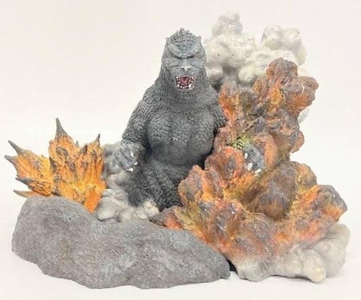 ゴジラ フィギュア 苔 溶岩プレート 台座 横49×高さ39cm 制作品