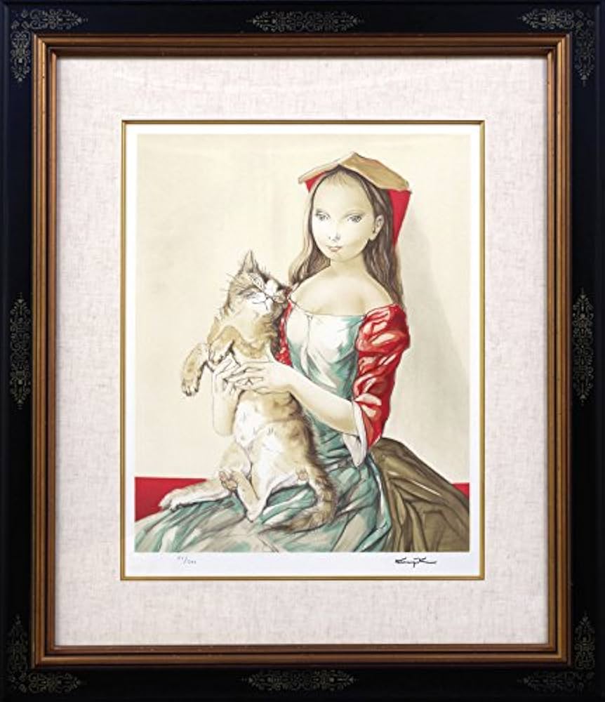 H藤田嗣治のオリジナル木版画・1925年製作 本物保証 F藤田嗣治の