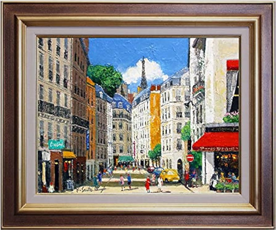 油絵 フランスの街並み ヴィンテージ 油絵 フランスの街並み