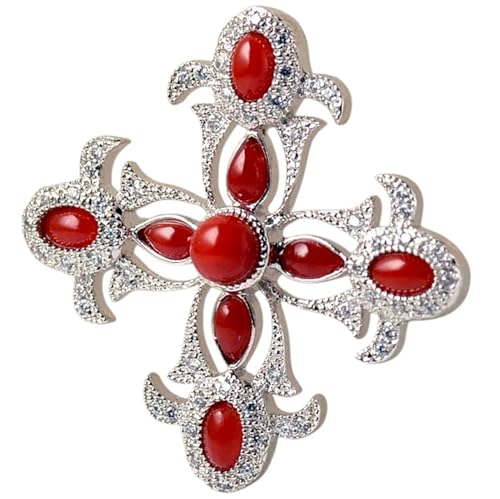 インディアンジュエリー真っ赤な赤珊瑚ペンダントピンブローチ