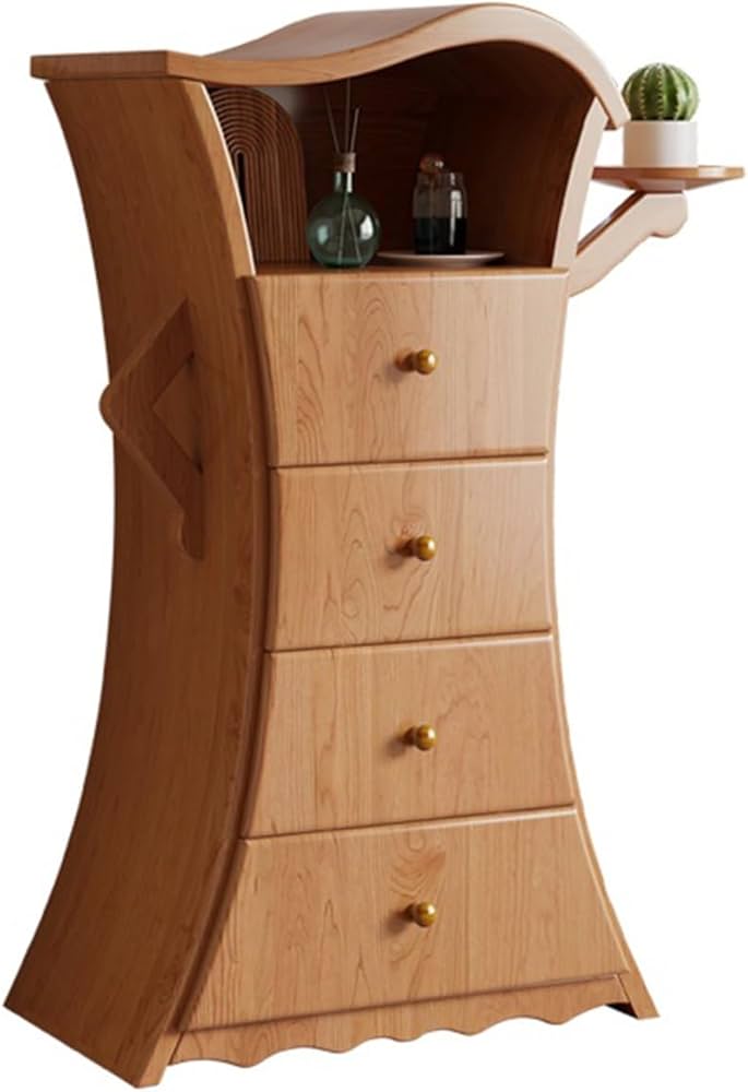Amazon.co.jp: 無垢材の4つの引き出しキャビネット、玄関や寝室用の