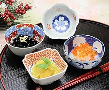 Amazon.co.jp: 暮らしの彩り 波佐見焼 小鉢 染錦絵変わり 4柄セット 径