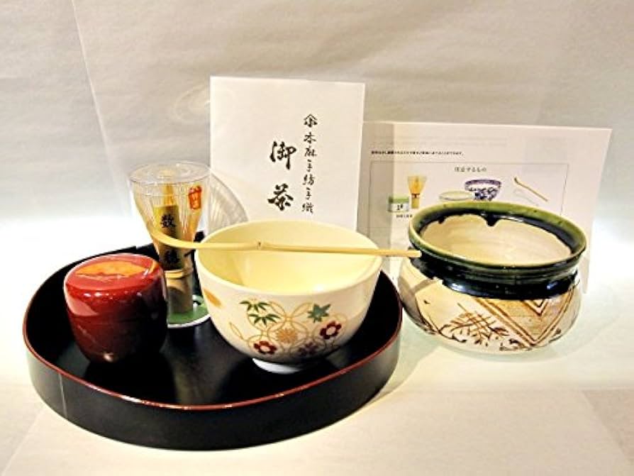 Amazon｜盆略点前おけいこセット 【山道盆8点 セット /朱 織部 花七宝