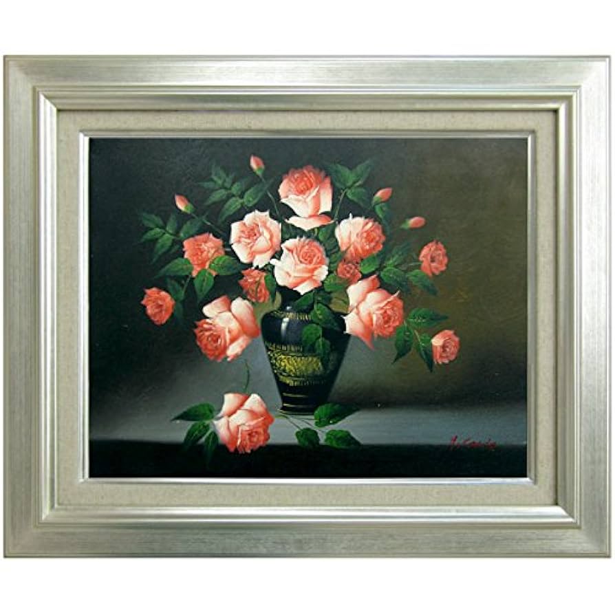 画家haru☆油彩画F4号☆水面に咲く薔薇☆原画☆一点物☆ 画家haru