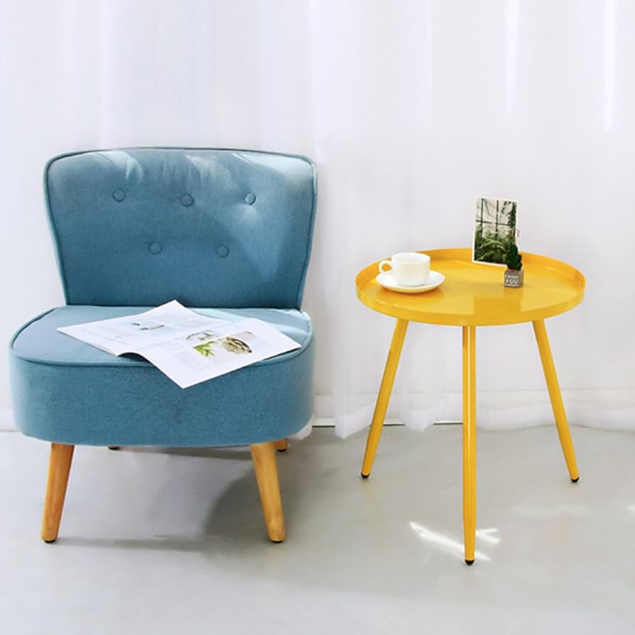 Amazon｜[dhiuebc] サイドテーブル 丸型 イエロー 40*40*50cm 北欧