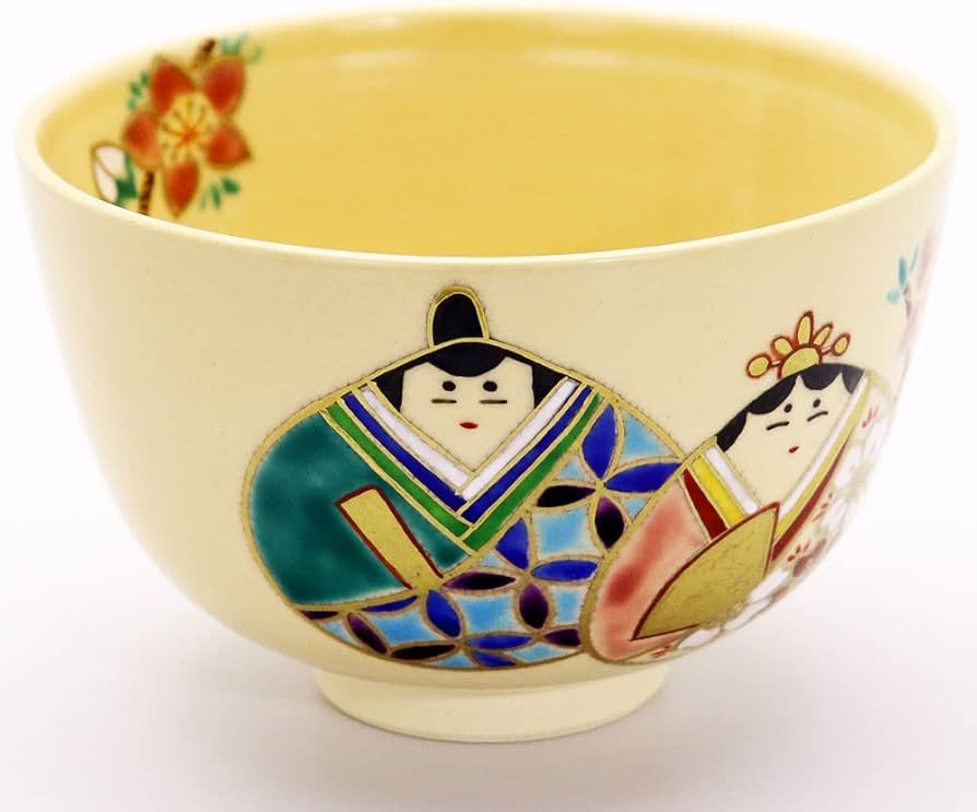 Amazon | 抹茶碗 色絵茶碗 「貝雛」 木箱入り 春物 茶道具 | Minoru