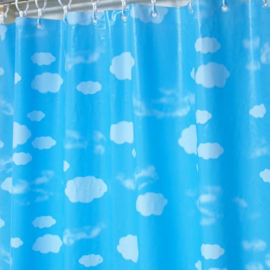Amazon｜サニーデー シャワーカーテン 雲柄 ブルー 120×150 防カビ