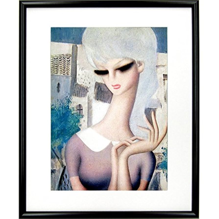 2142 東郷青児 美人画 複製画 洋画家 二科会 額装 2142 東郷青児 美人画