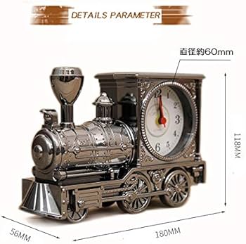 Amazon.co.jp: 蒸気機関車型 置き時計 メタリックカラー アナログ時計