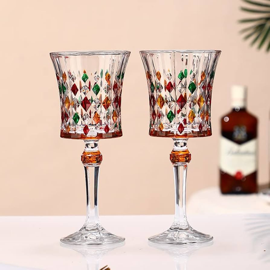 Amazon | デカンタ グラスセット 色付きのひし形 ジャイロ形デキャンタ