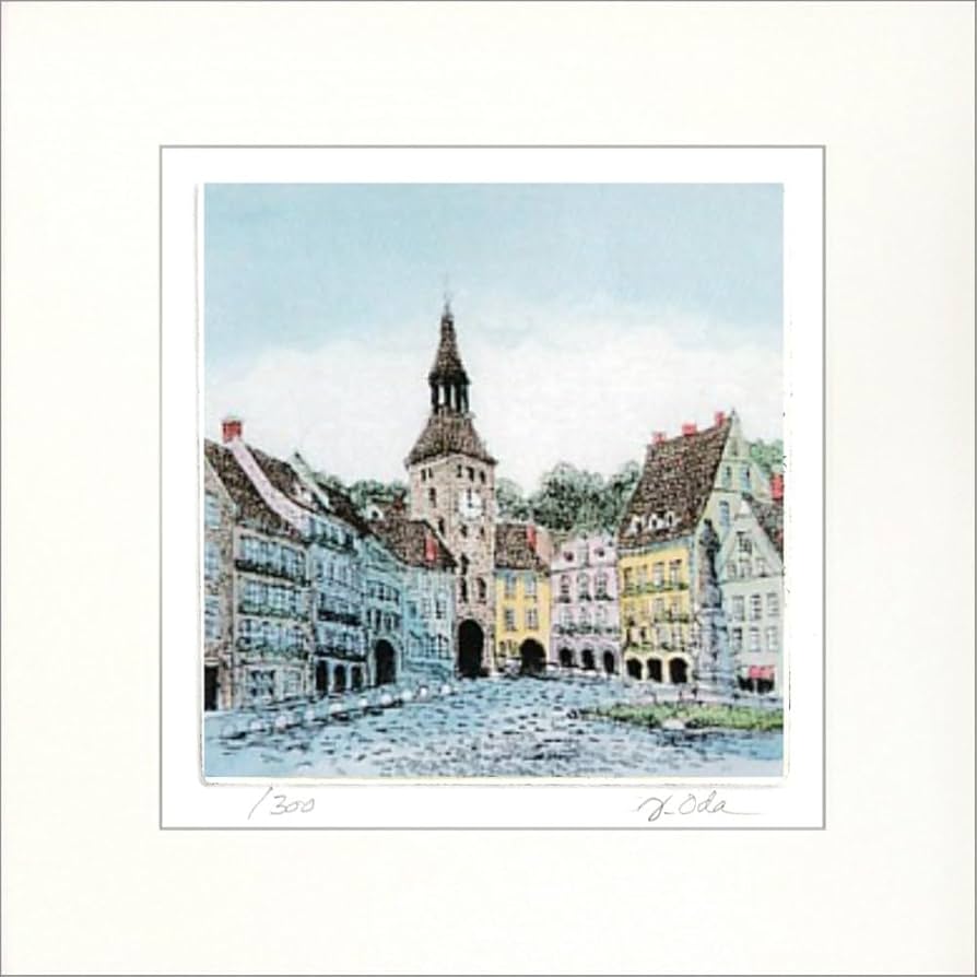 織田義郎 「ポーツマス港」 版画額 箱有り 値引き中、織田義郎 絵画 94