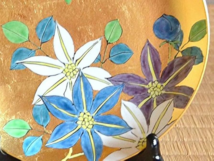 有田焼 琥山窯 飾り皿 直径39cm 菊絵金箔押 大皿 工芸品 有田焼 琥山窯
