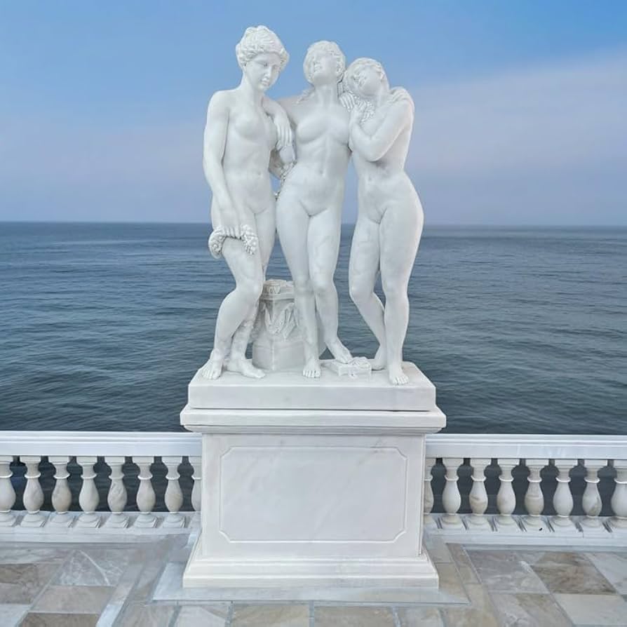 Amazon.co.jp: 天然大理石彫刻 三美神 高さ183cm 台座付き ギリシャ