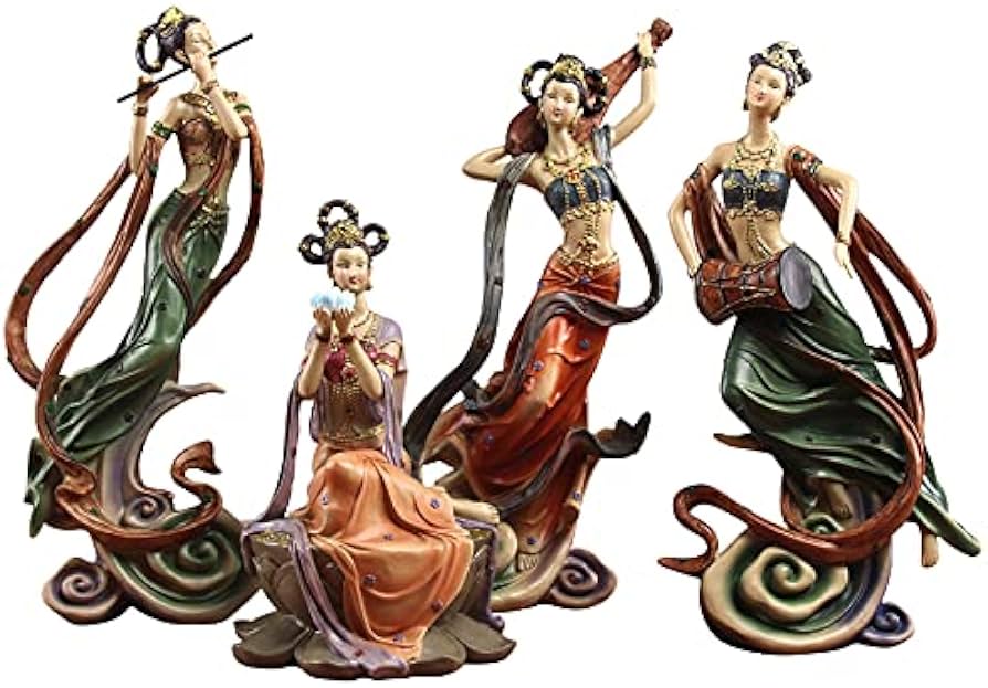 Amazon.co.jp: 置物 中国女性 敦煌 飛天 キレイな天女 芸術的 (4体