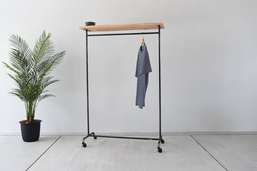 W STANDARD インダストリアル アイアンハンガーラック スチール製