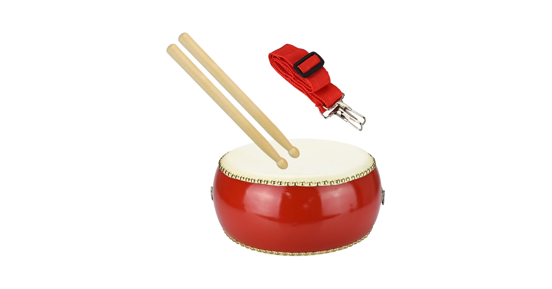 担ぎ太鼓 約1.2尺締太鼓 和太鼓 天然皮革 ストラップ付き中古品①