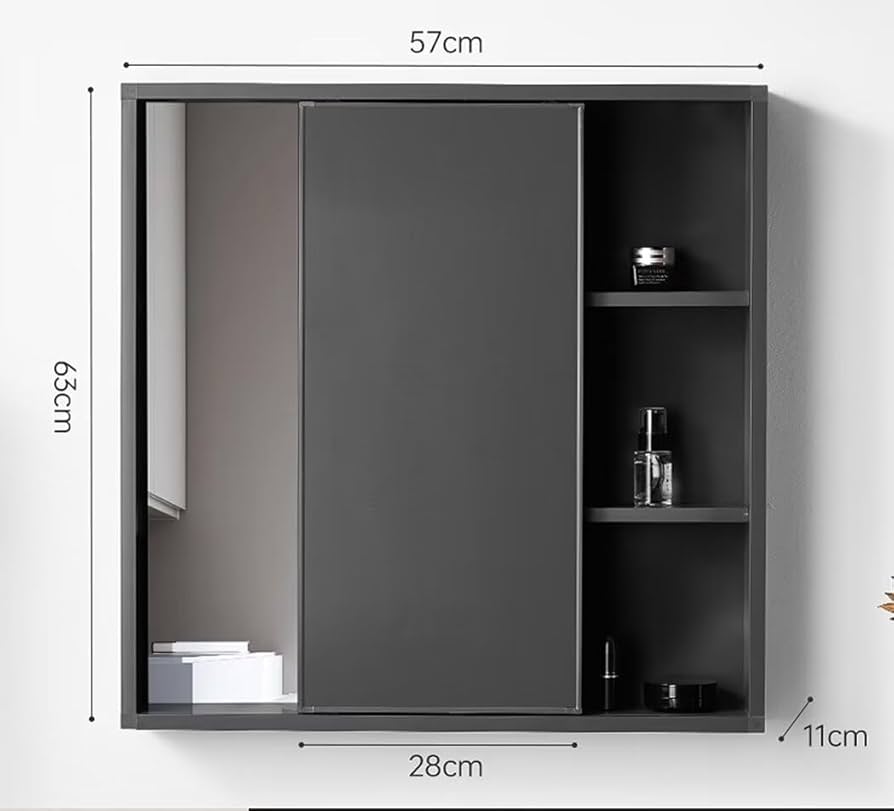 やっち様ミラー キャビネット 鏡 収納 50x60cm ホワイト×シルバー やっ