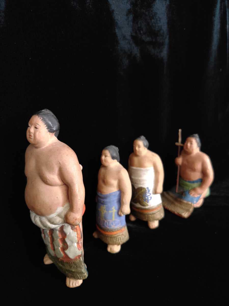 ☆ 力士の古い陶人形 お相撲さん 関取 まとめて 2体 / 郷土玩具 民藝
