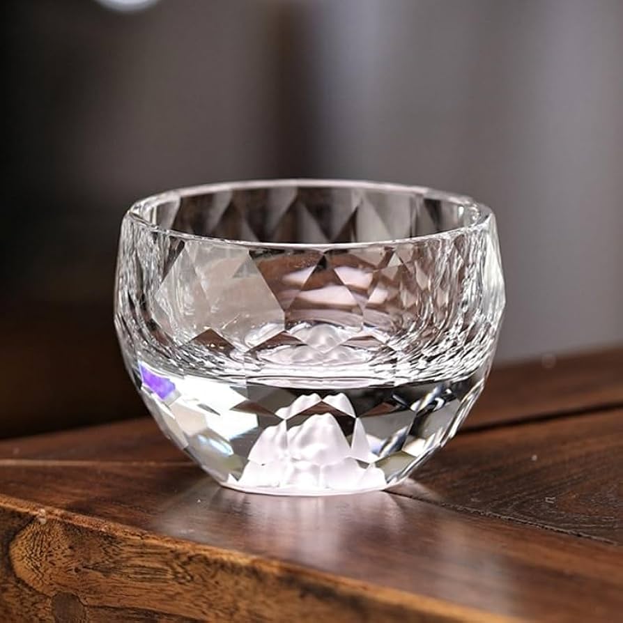 クリスタルガラス 冷酒グラス 酒杯 煎茶器 6客 桐箱付 V 6289