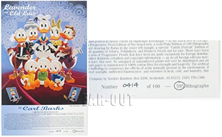 Amazon.co.jp: Carl Barks カール・バークス リトグラフ 版画 Lavender