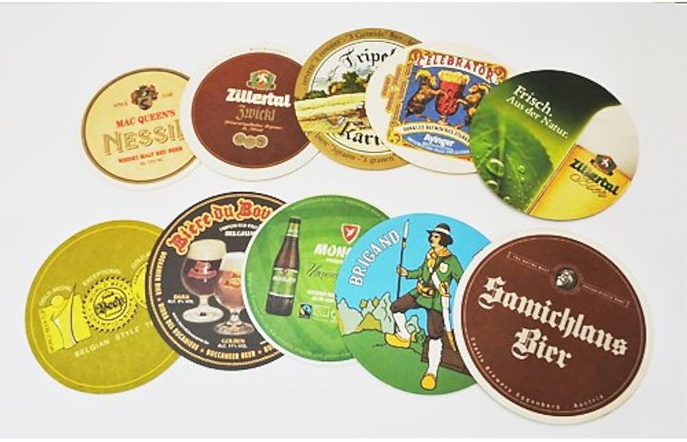 Amazon.co.jp: 色柄おまかせ輸入ビール コースター10枚セット【希少品
