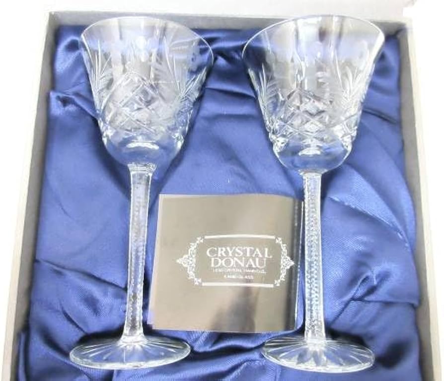 旧東独製 カメイガラス 被せ切子 クリスタルドナウ ペアグラス