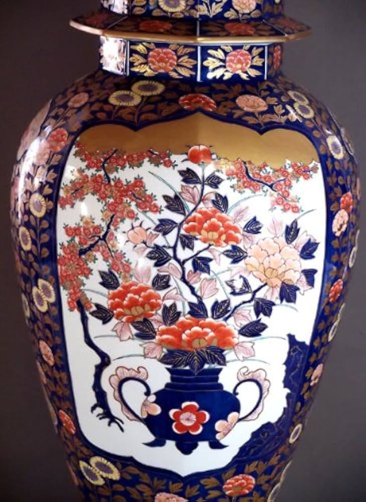 藤井錦彩染錦古伊万里風花瓶 壺