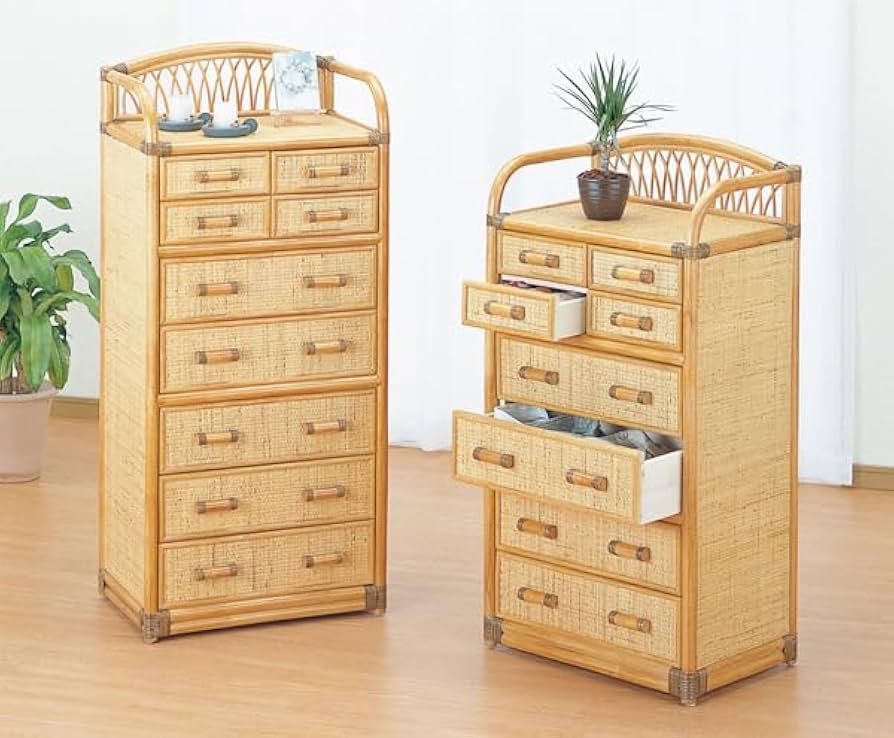 ラタン藤 5段チェスト ヴィンテージ ヴィンテージ 5段 ラタンチェスト