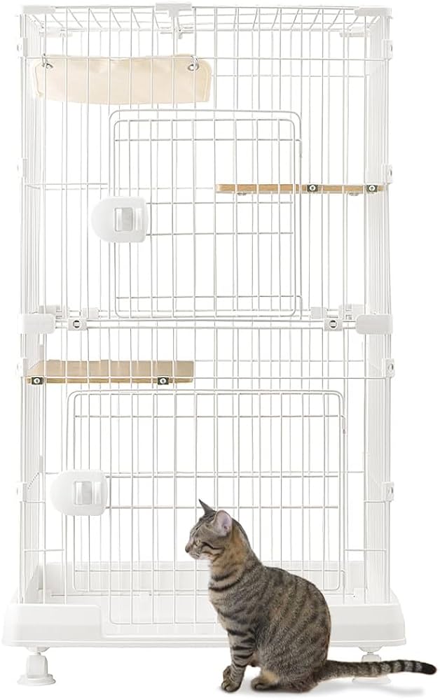 Amazon | アイリスオーヤマ 猫 ケージ ミニタイプ 2段 ハンモック付き