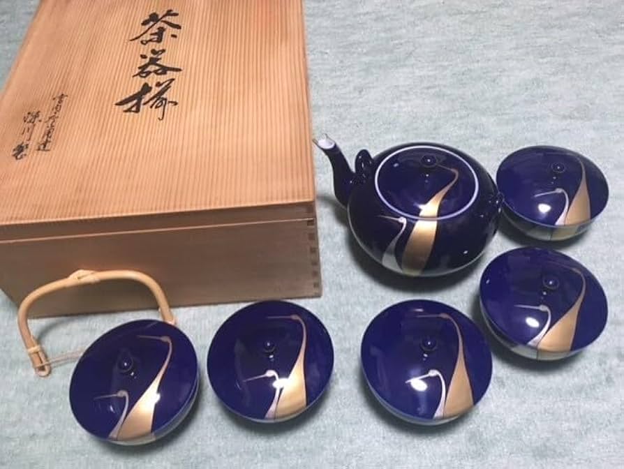 1971 深川製磁 金彩 茶器セット 急須1客 湯呑5客 1971 深川製