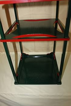 ほぼ未使用 茶道具 碌々斎好写 糸巻棚 二重棚 青漆爪紅 組み立て式 元