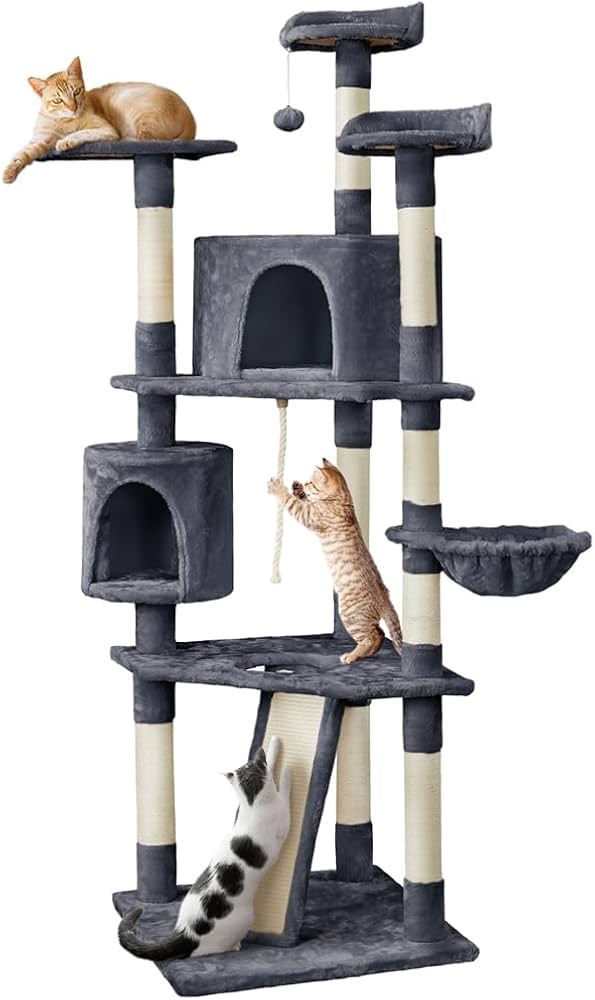 Amazon | Yaheetech キャットタワー 猫タワー 高さ200cm 大型 スリム