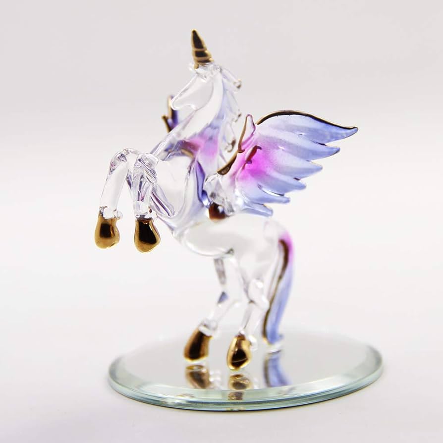 Amazon.co.jp: ハンドメイド夢のようなユニコーンガラス細工翼と小さな