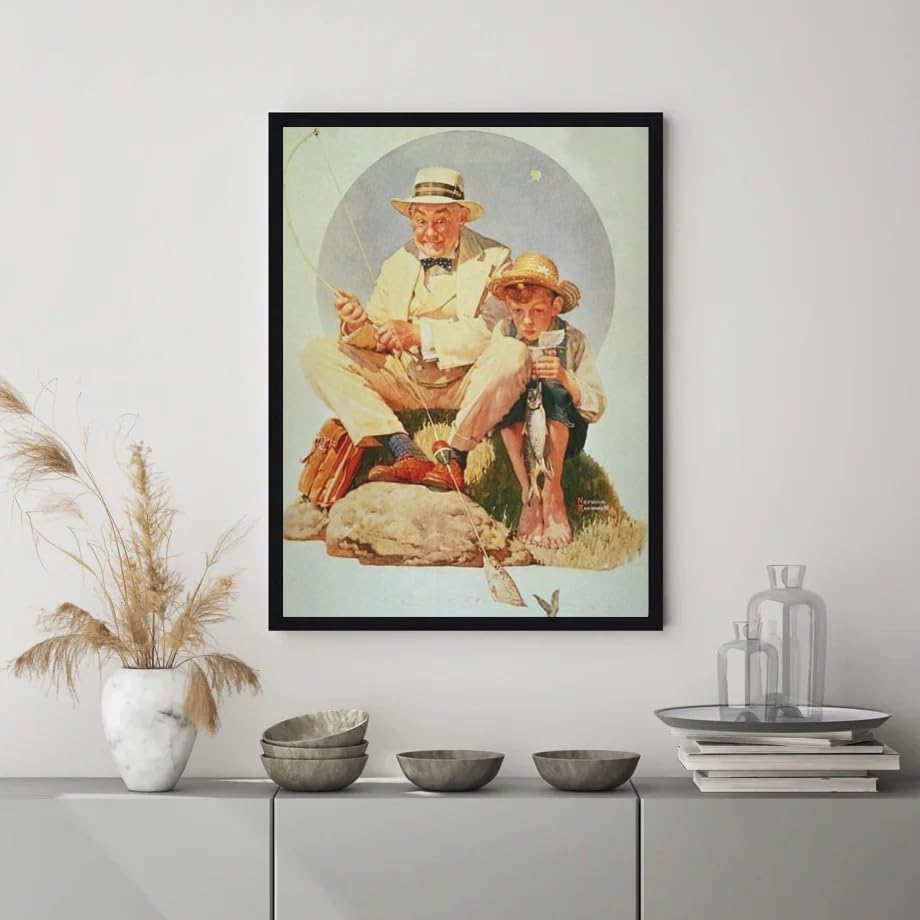 Amazon.co.jp: ノーマン・ロックウェル・ポスターによる釣り ノーマン